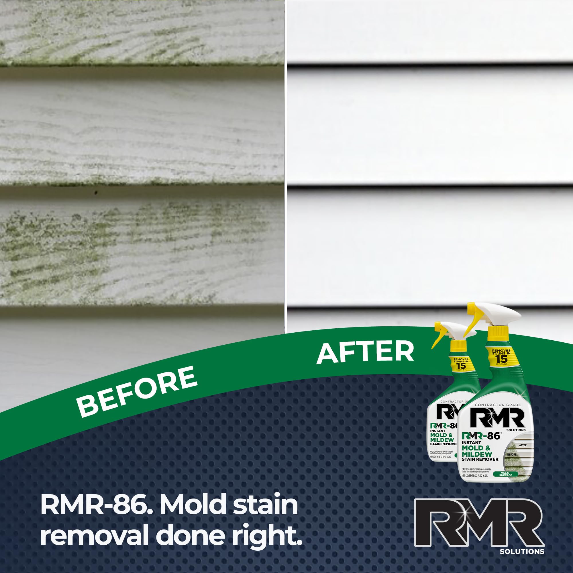 RMR Brands aplicación en deck de madera para eliminar manchas de moho rápidamente