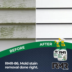 RMR Brands aplicación en deck de madera para eliminar manchas de moho rápidamente
