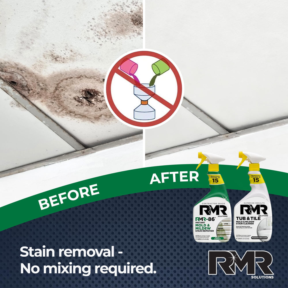 RMR Brands limpiando ducha, demostrando eliminación de manchas sin frotar