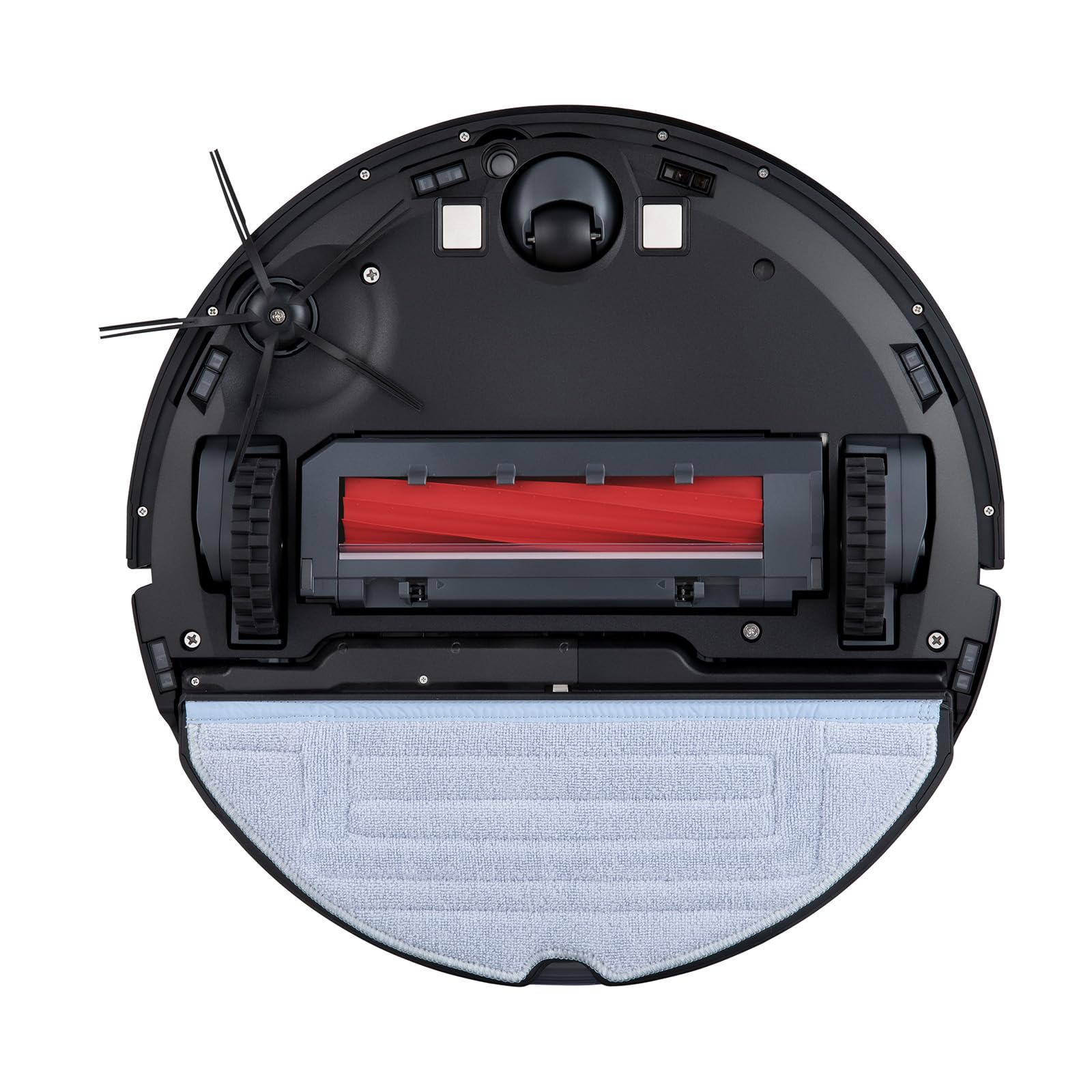 roborock cepillo en uso sobre suelo duro recogiendo polvo fino