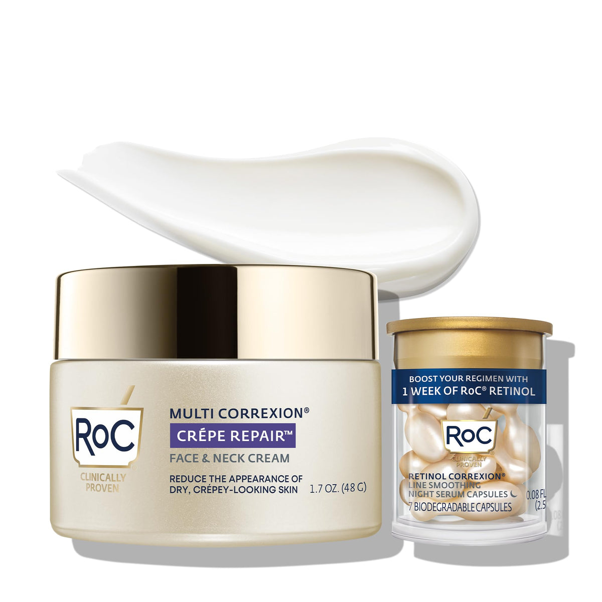 RoC envase frontal mostrando tamaño y diseño, ayuda a localizar el producto