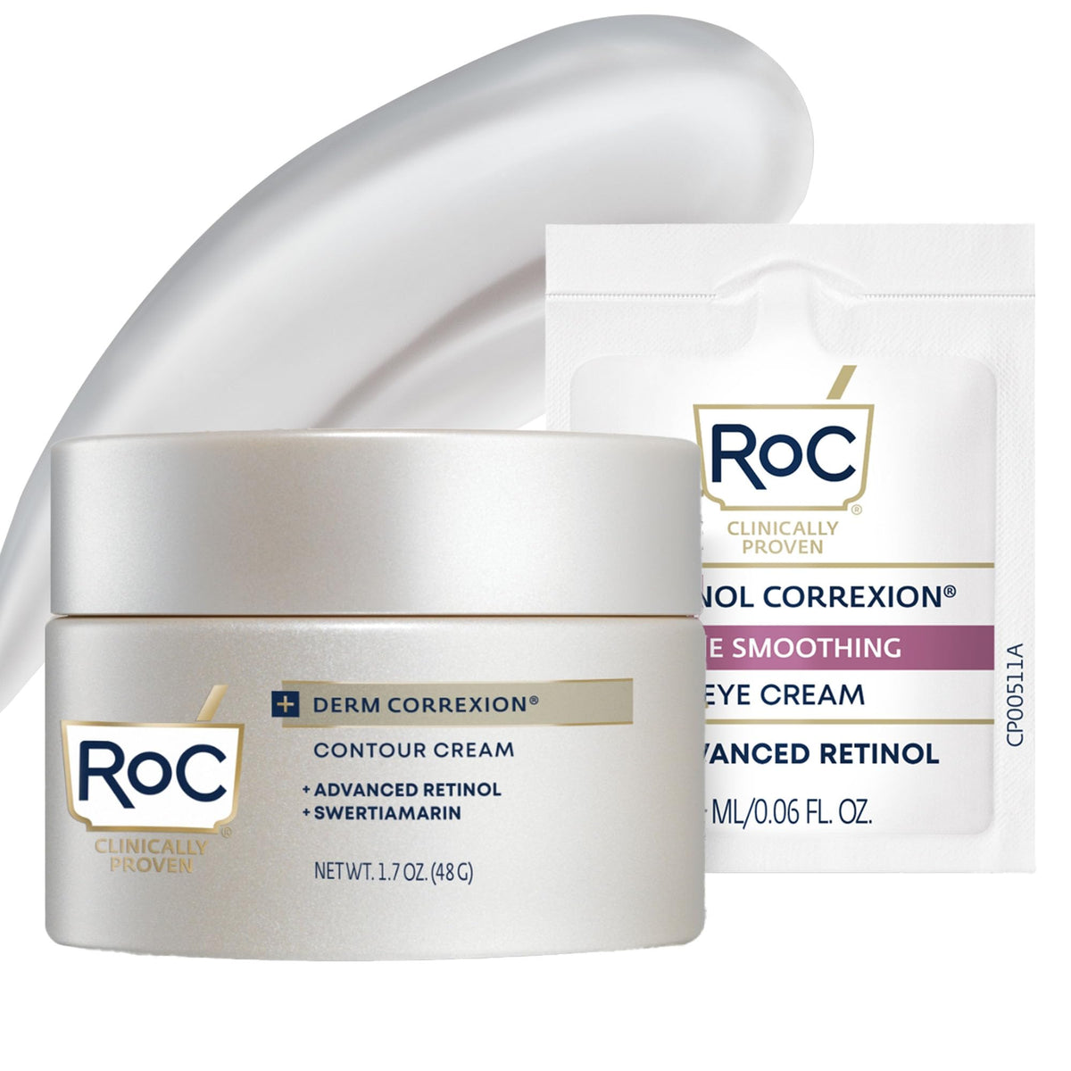 RoC envase frontal de la crema para cuello mostrando diseño y beneficio reafirmante