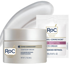 RoC envase frontal de la crema para cuello mostrando diseño y beneficio reafirmante
