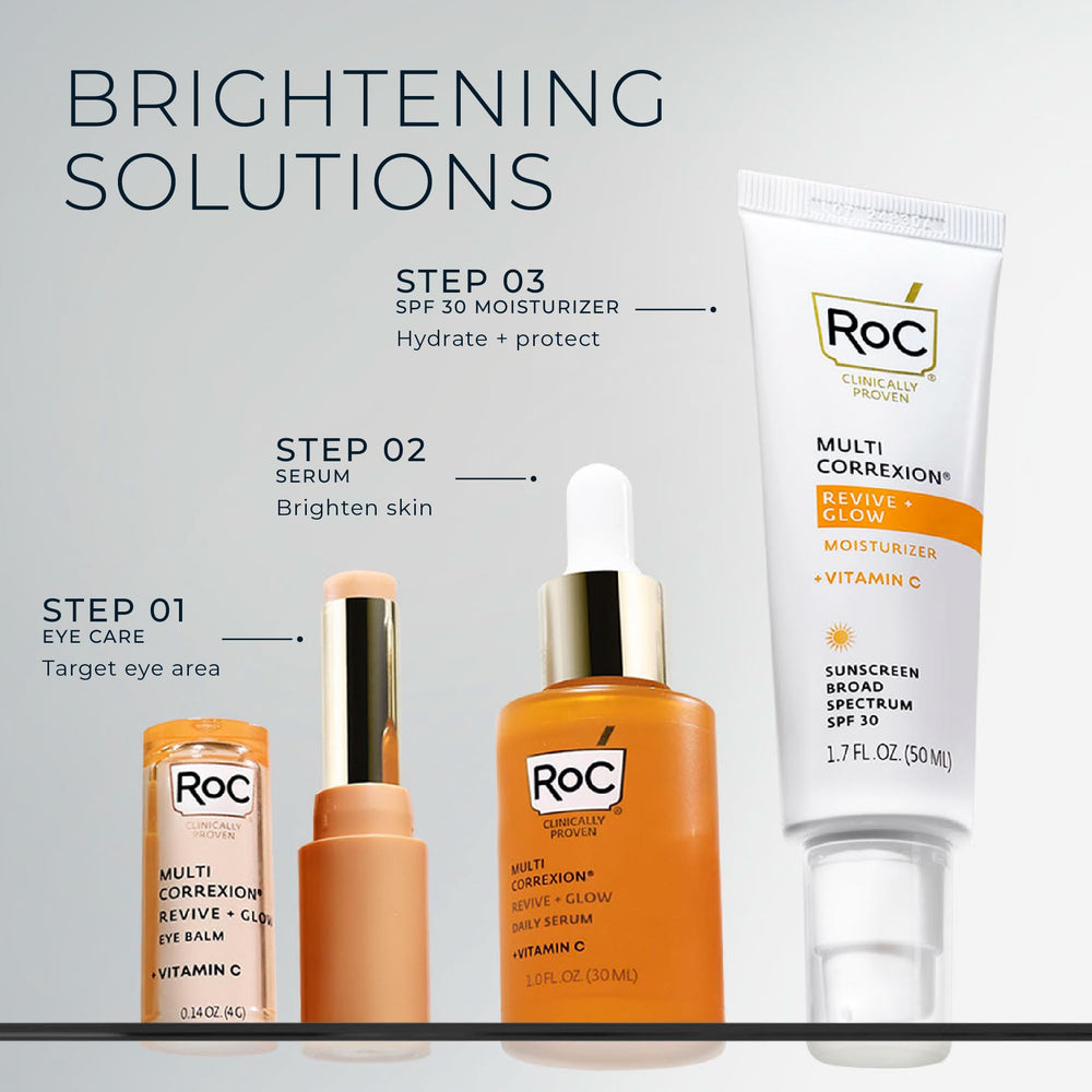 RoC en ambiente de baño minimalista, beneficio: rutina matutina sencilla y efectiva