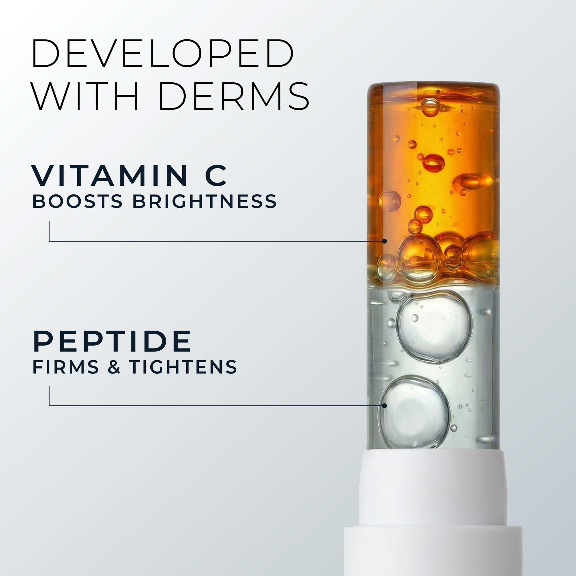 RoC etiqueta con ingredientes clave como vitamina C y péptidos