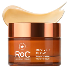 RoC envase frontal Revive + Glow mostrando tamaño y diseño, aporta confianza de uso diario