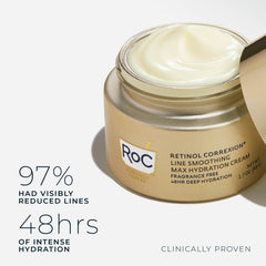 Open RoC jar with visible cream showing smooth, fast-absorbing formula