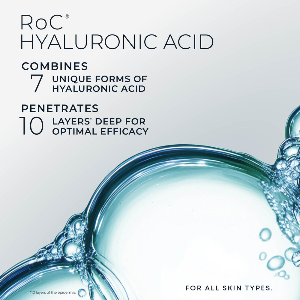 RoC en rutina de mañana con serum y protector, beneficio compatible con SPF