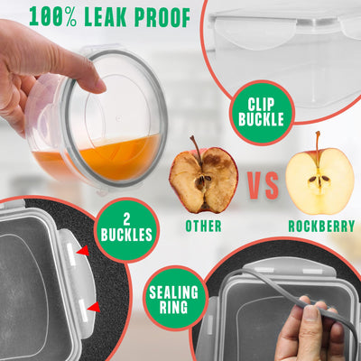 RockBerry stacked containers in fridge maximizing storage efficiency