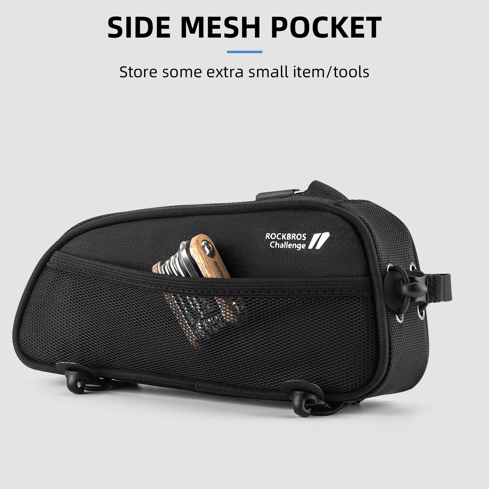 ROCKBROS bolsa instalada en bici de ruta, mantiene aerodinámica y estabilidad