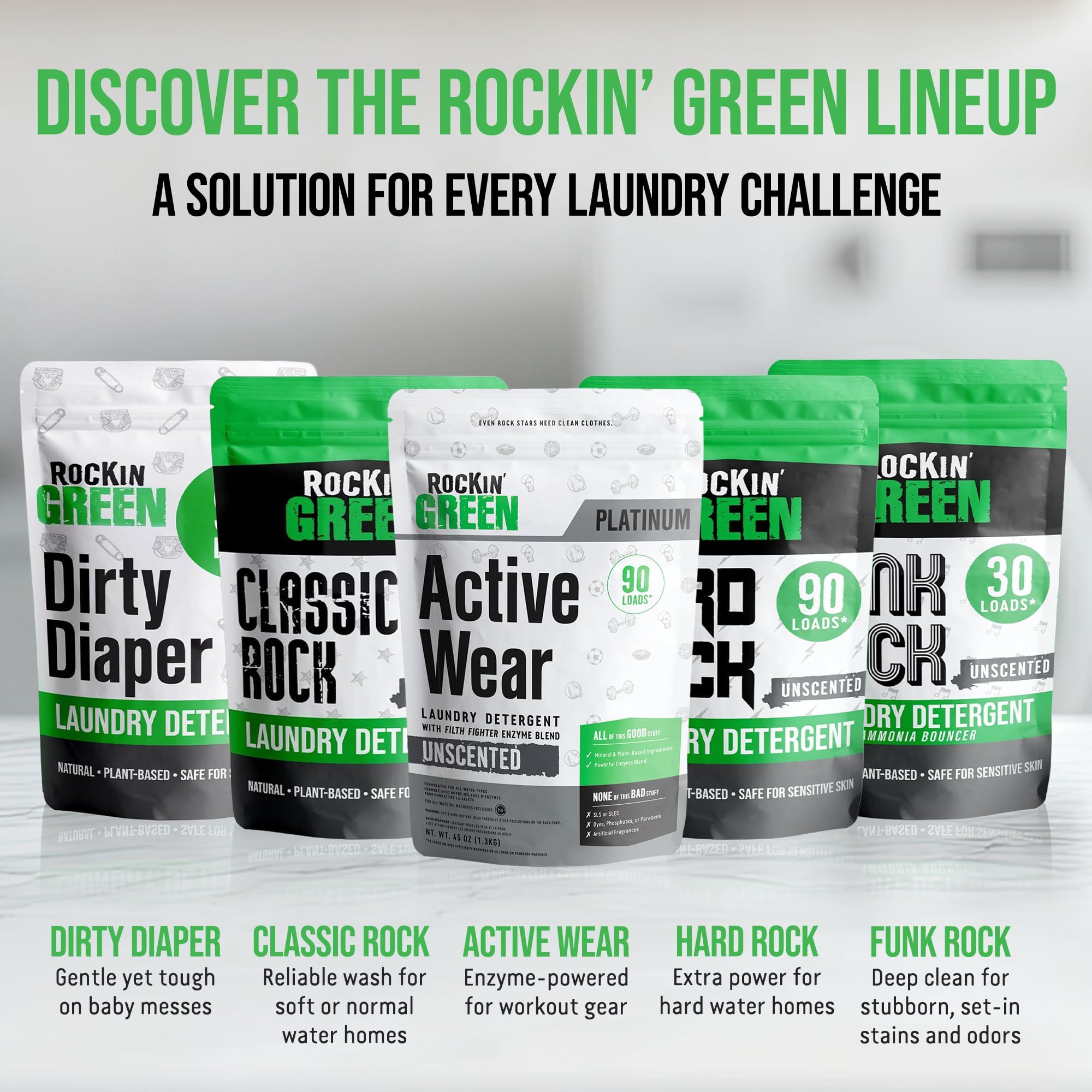 Rockin' Green entorno de gimnasio con ropa fresca y libre de olores