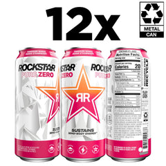Rockstar Pure Zero being poured from can with lively foam, showing refreshing carbonation benefit