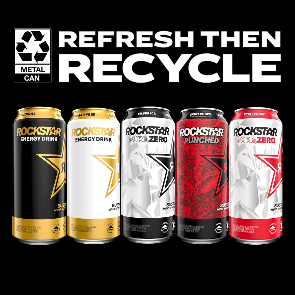 Rockstar pouring into glass to show texture and color, smooth non-carbonated hydration