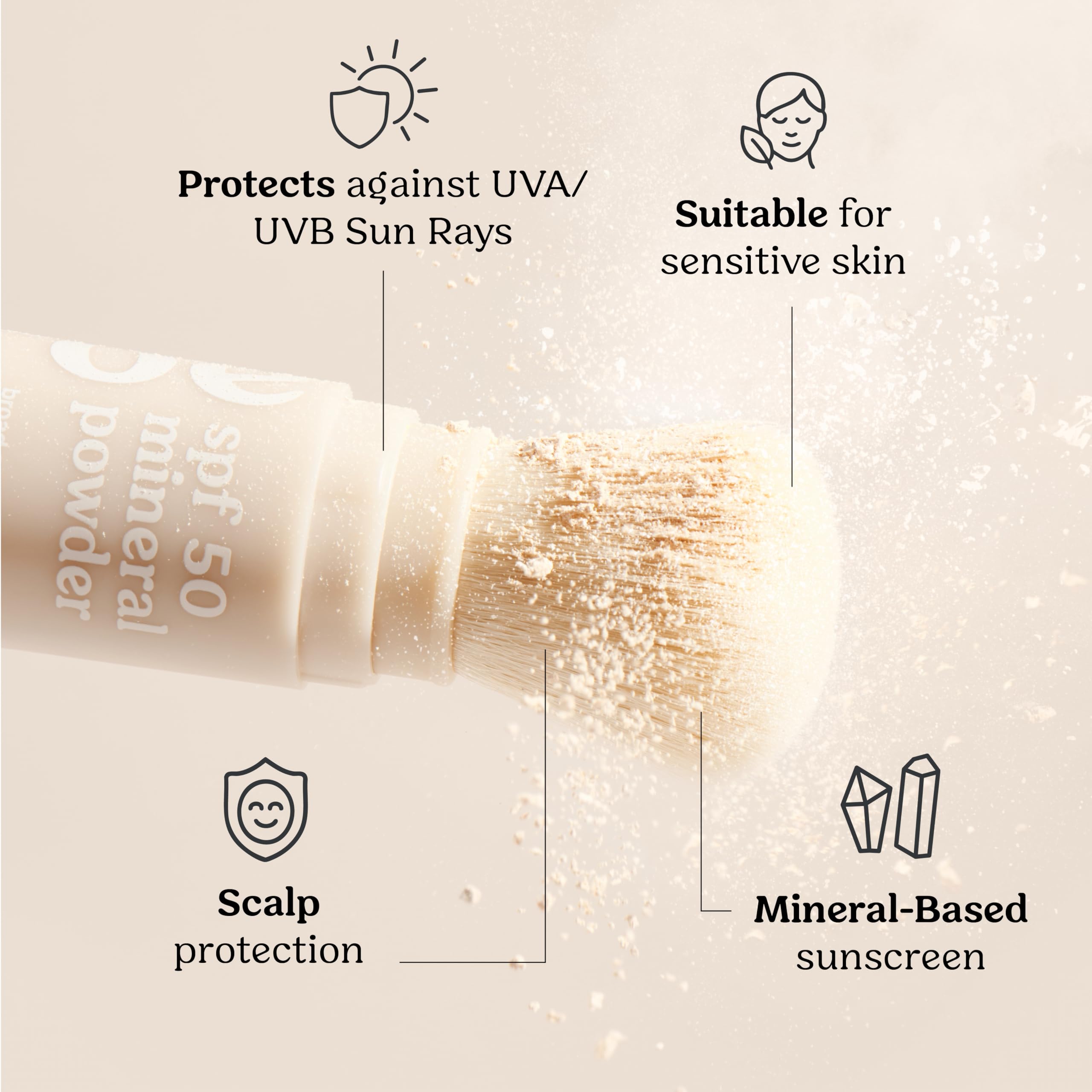 Roe Wellness brush-on sunscreen applied over makeup for discreet protection