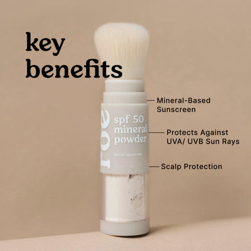 Roe Wellness open brush with powder visible offering easy touch-up benefit