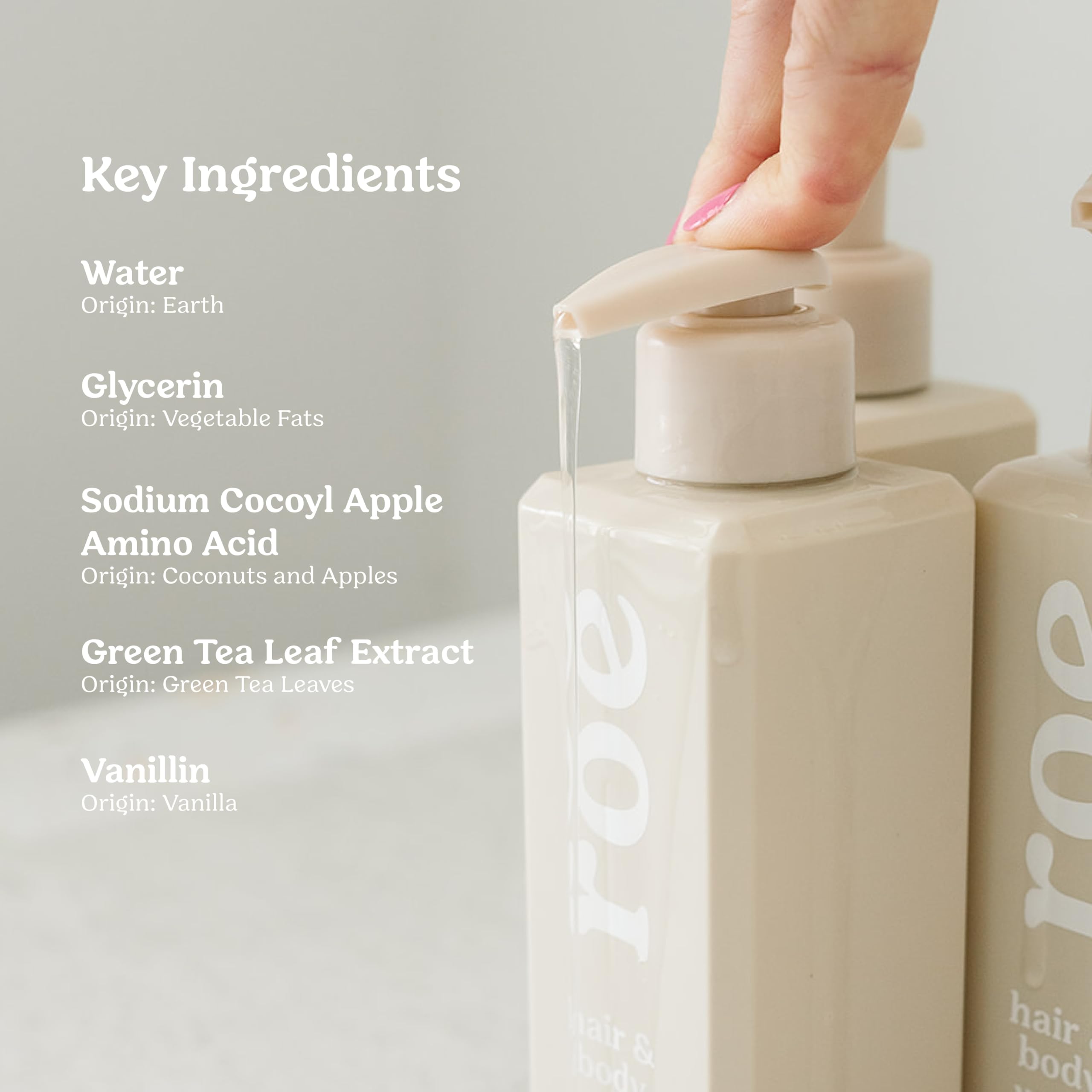 Roe Wellness comparación de tamaño 9.4 fl oz junto a objetos cotidianos para escala