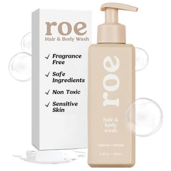 Roe Wellness envase frontal muestra diseño y tamaño 9.4 fl oz, confianza clara