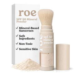 Roe Wellness front packaging showing brush-on sunscreen SPF 50 for travel