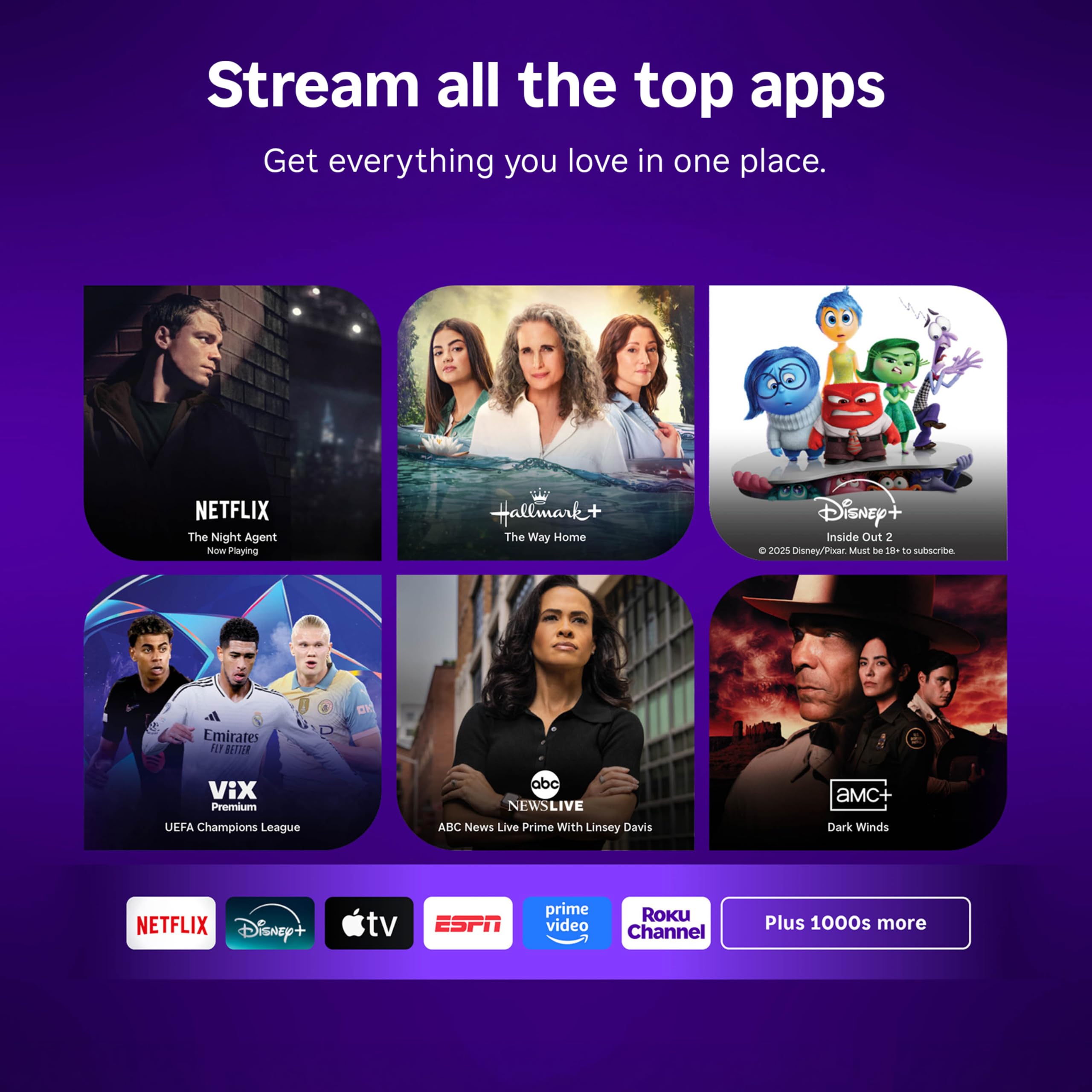 Roku thin-bezel side profile emphasizing modern design and space-saving benefit