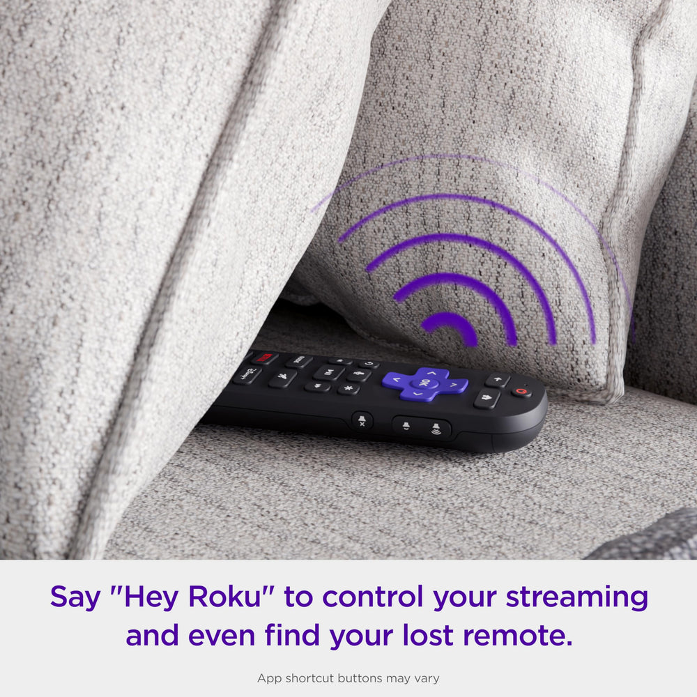 Roku voice remote pro held in hand to show size and ergonomic comfort