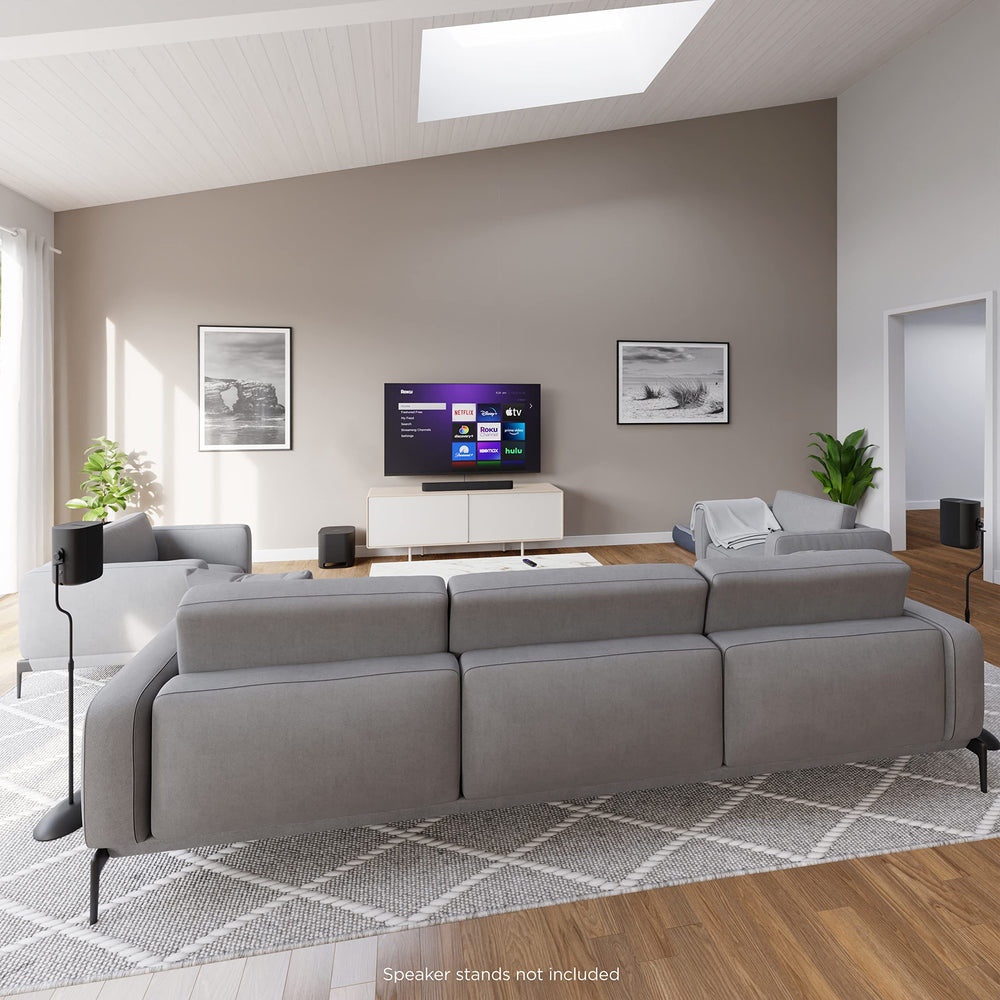 Roku speaker rear connection panel for easy wireless setup