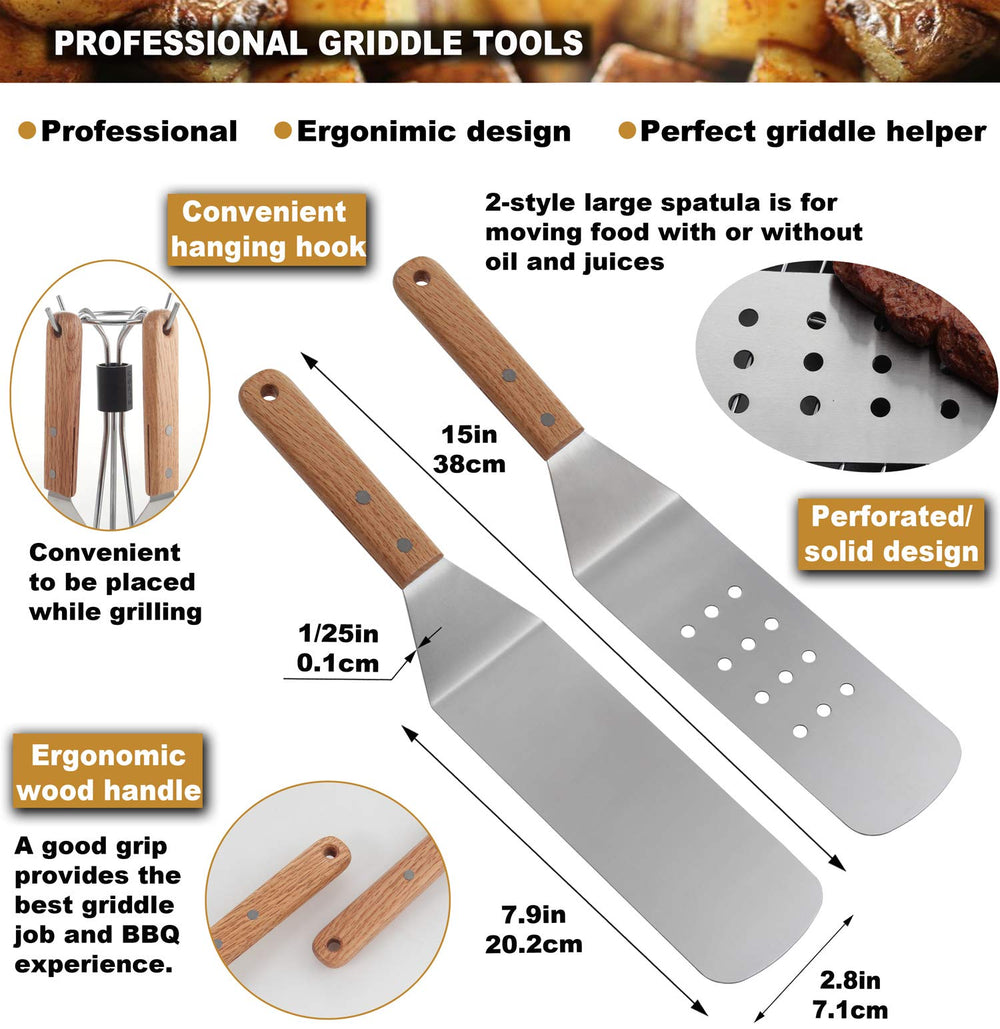 ROMANTICIST close-up of stainless steel spatula head showing sturdy edge for precise flipping benefit strength