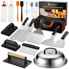 ROMANTICIST front view of full 29-piece griddle set showing organized contents and portability