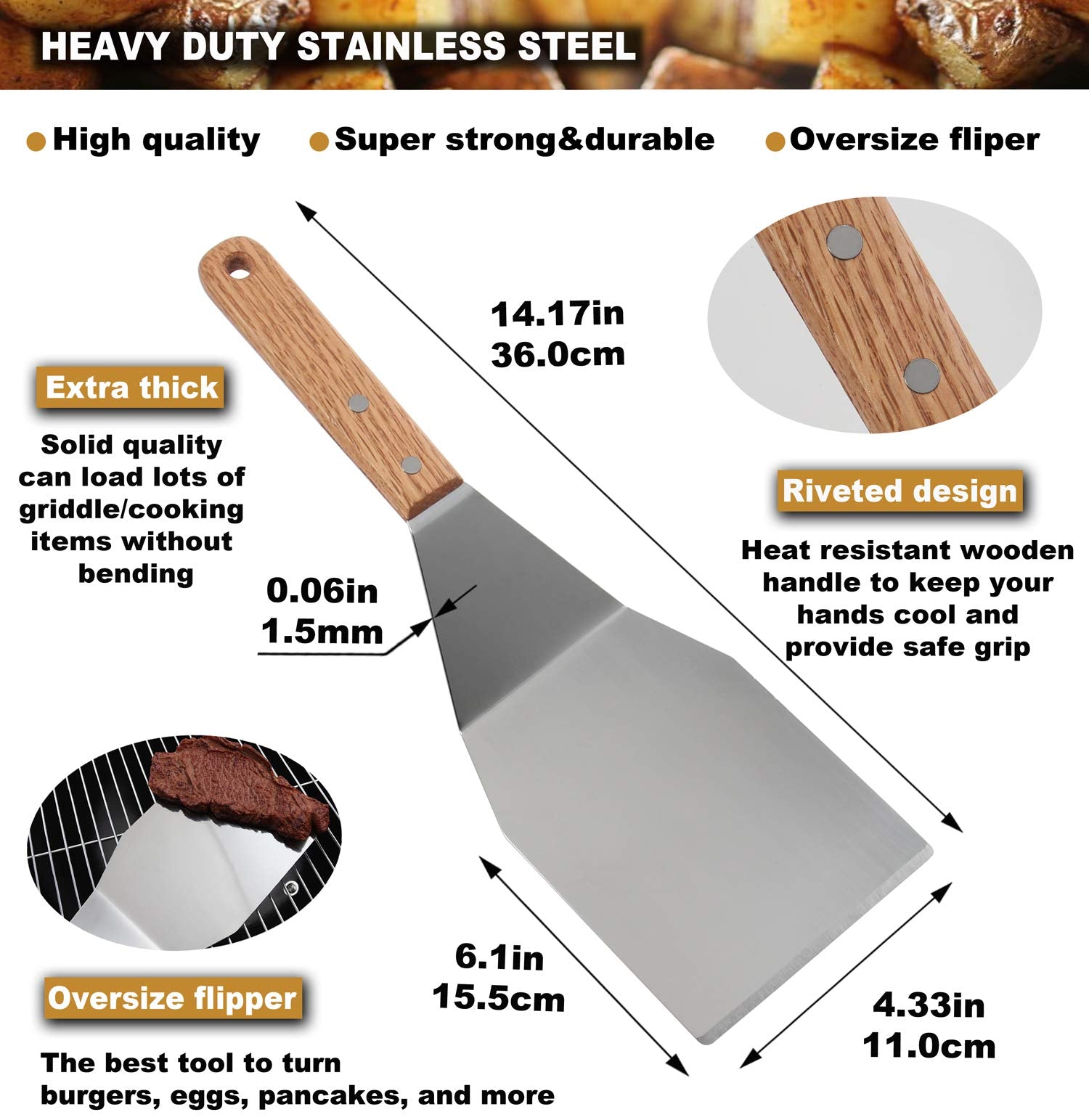 ROMANTICIST solid wood handle detail demonstrating upgraded grip and heat resistance benefit comfort