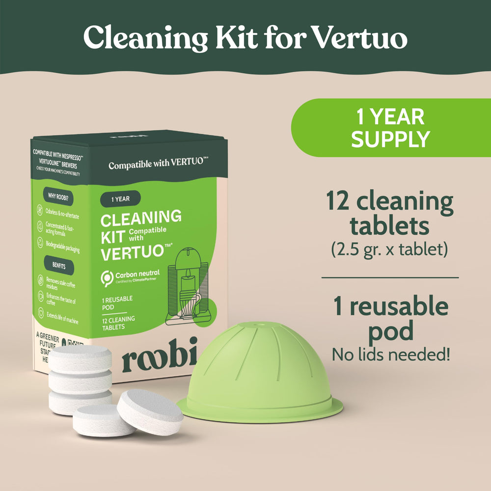 Roobi primer plano de pastilla mostrando textura y eficacia para residuos