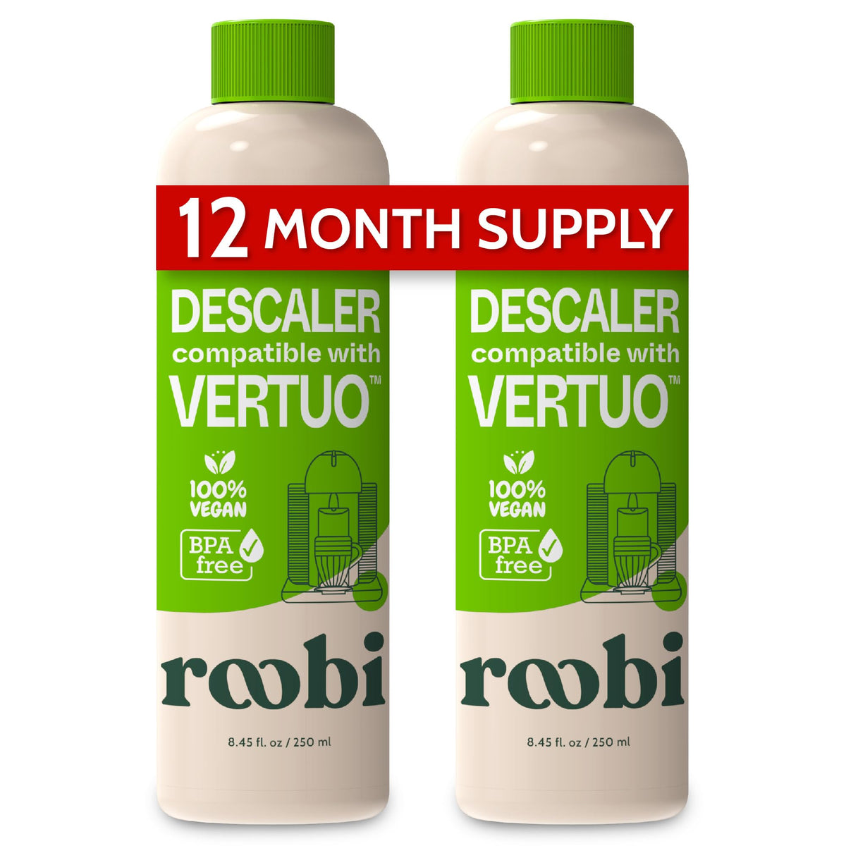Roobi botella frontal mostrando el envase y beneficios de limpieza