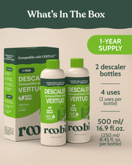Roobi solución vertuo vertida demostrando textura y fácil dilución
