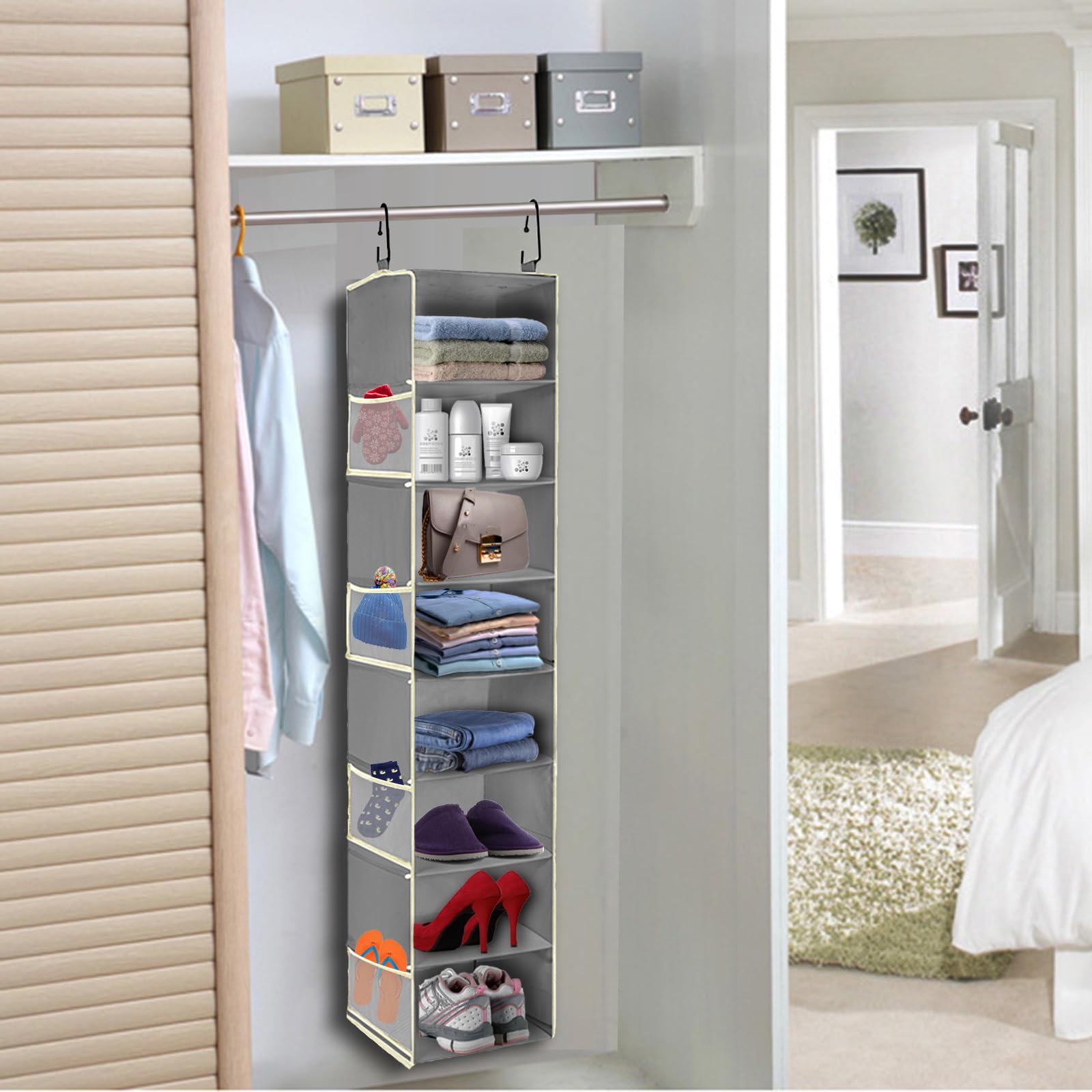 roomtalk bolsillos laterales llenos de accesorios, mantiene objetos pequeños ordenados