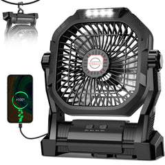 ROSHOPI vista frontal del ventilador mostrando diseño compacto y funciones