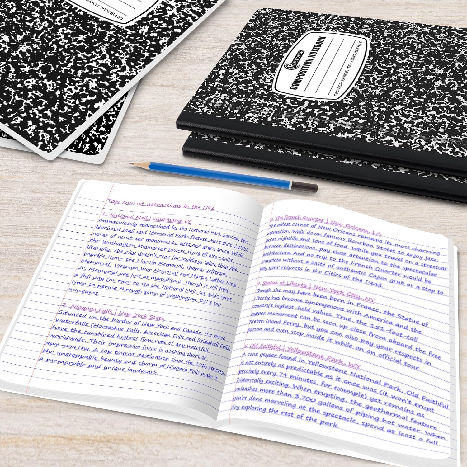 Rosmonde paquete de 12 cuadernos, ahorro y stock para cursos