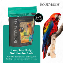 RoudyBush pellets apilados, textura uniforme y fácil ración
