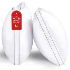 ROUMEA front view of two queen pillows showing plush shape and hotel look benefit comfort