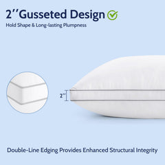 ROUMEA pillow on bed in use illustrating ergonomic support for multiple sleep positions
