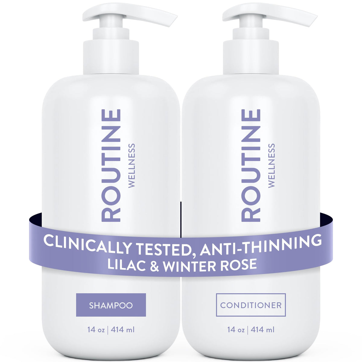 Routine Wellness frontal del envase Lilac & Winter Rose mostrando efecto voluminizador