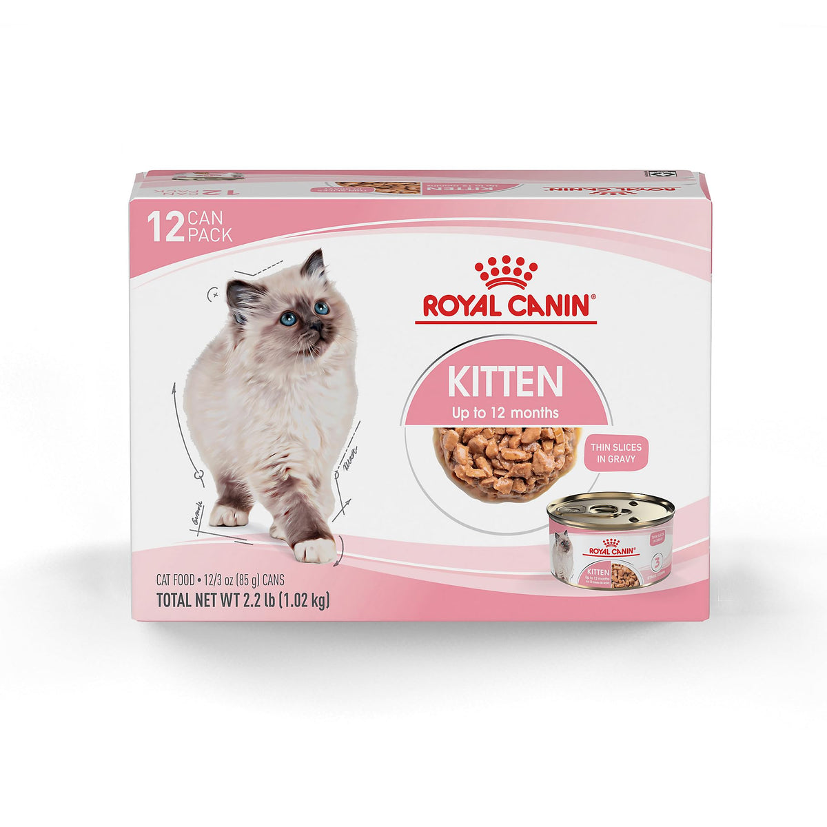 ROYAL CANIN embalaje frontal del pack de 12, información clara y beneficio nutricional