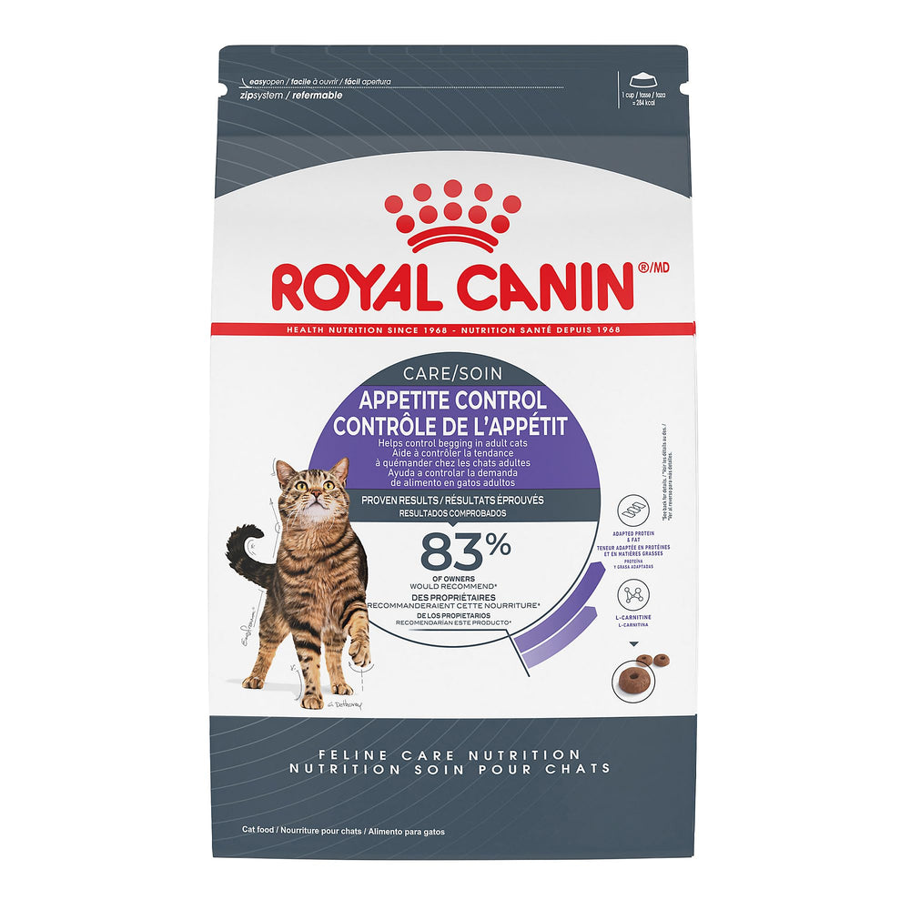 ROYAL CANIN bolsa 6 lb vista frontal con diseño claro y beneficio control de apetito