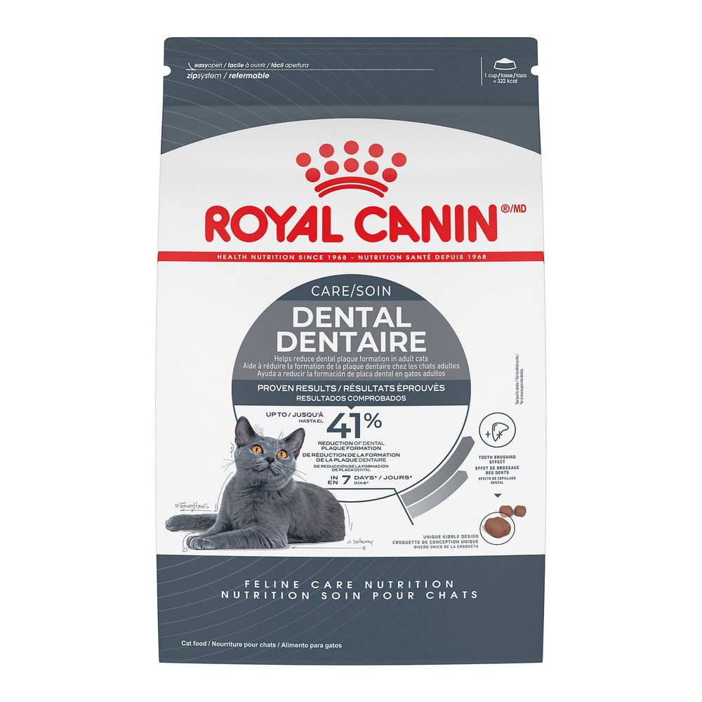 ROYAL CANIN empaque frontal Dental Care mostrando la bolsa y beneficio dental