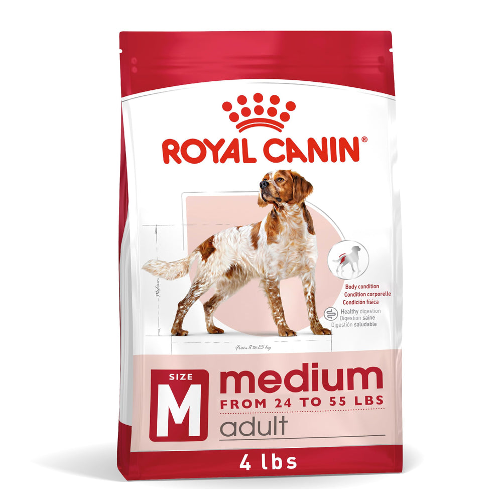 Royal Canin paquete frontal mostrando 4 lb y beneficios nutricionales