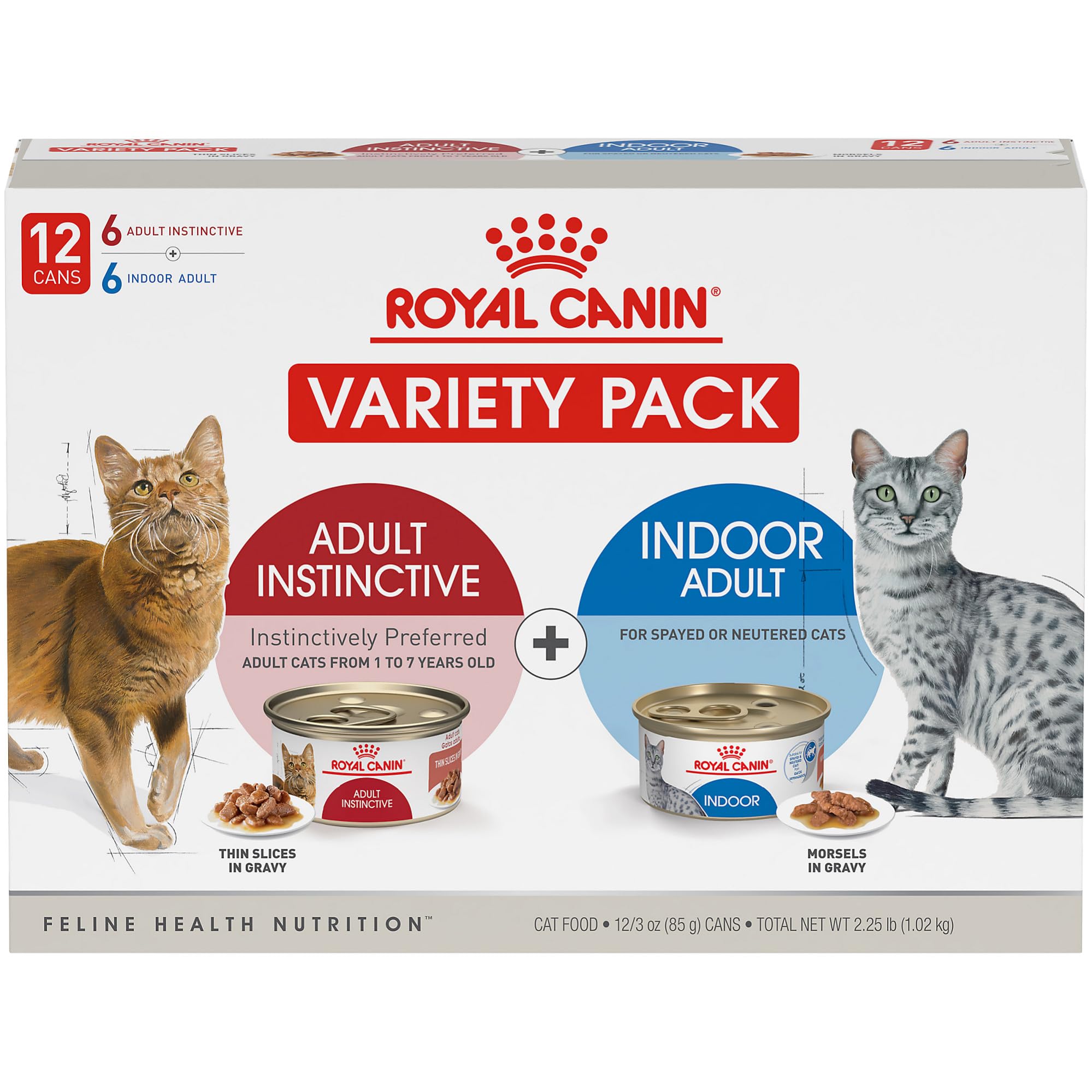 ROYAL CANIN pack frontal con 12 latas, presentación variada y equilibrio nutricional