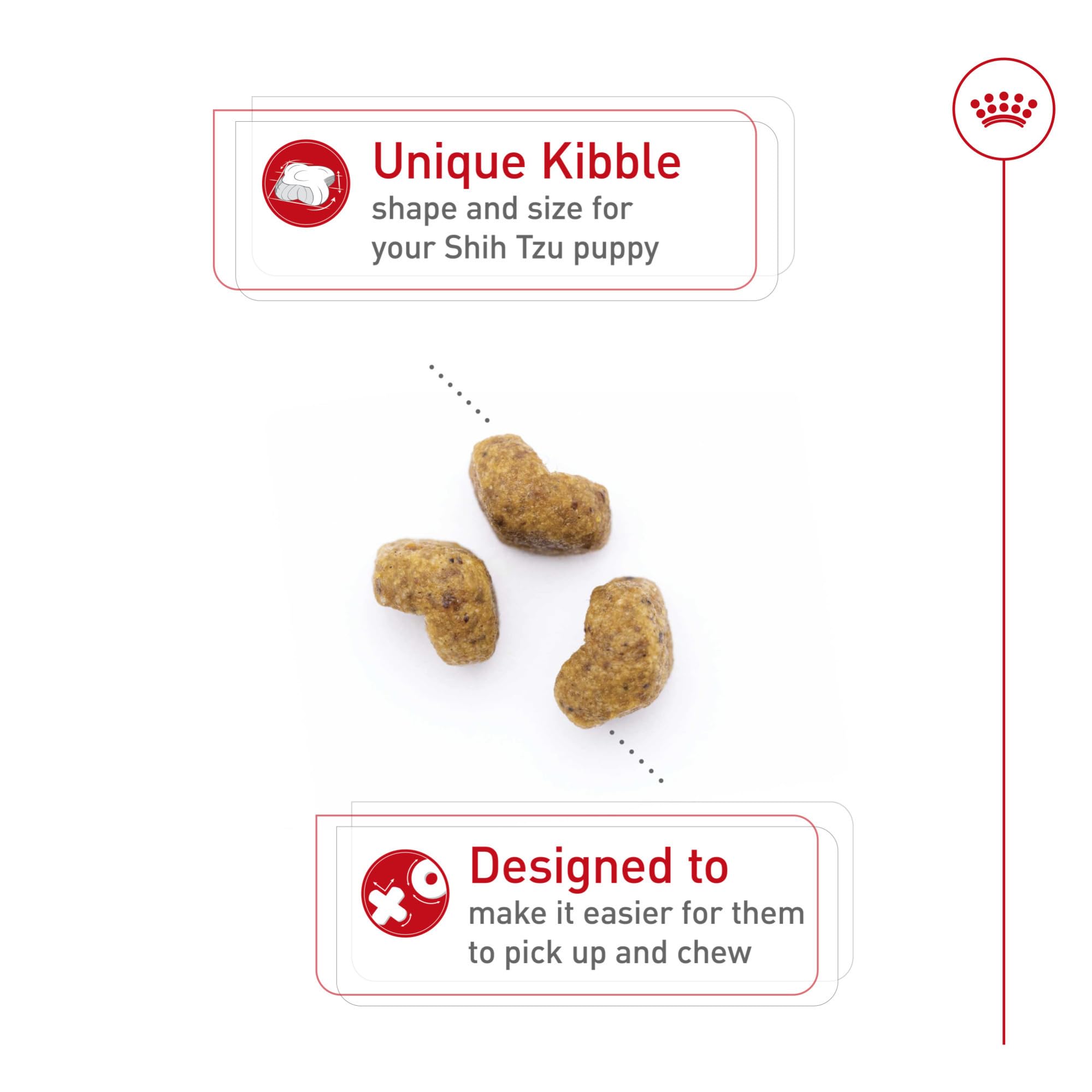 ROYAL CANIN close-up of kibble texture illustrating easy pick-up for puppies