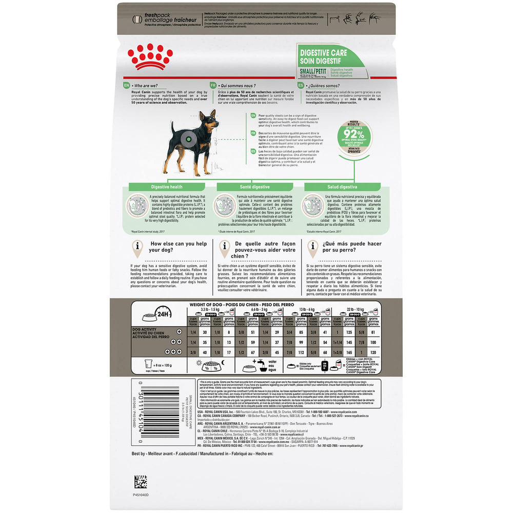 ROYAL CANIN perro pequeño comiendo a gusto, beneficio: apoyo digestivo diario