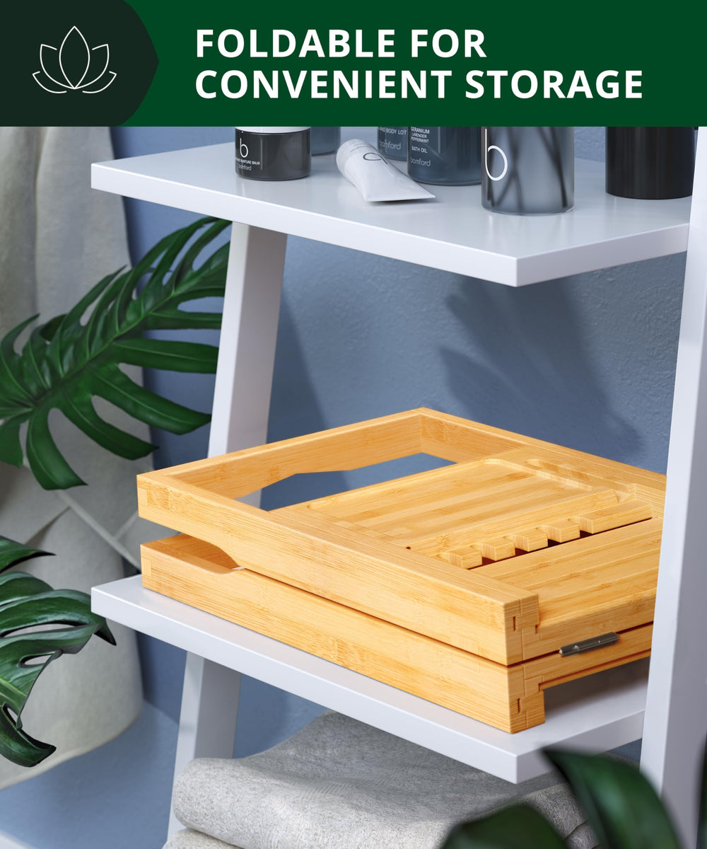 ROYAL CRAFT WOOD bandeja totalmente expandida adaptándose a bañera amplia