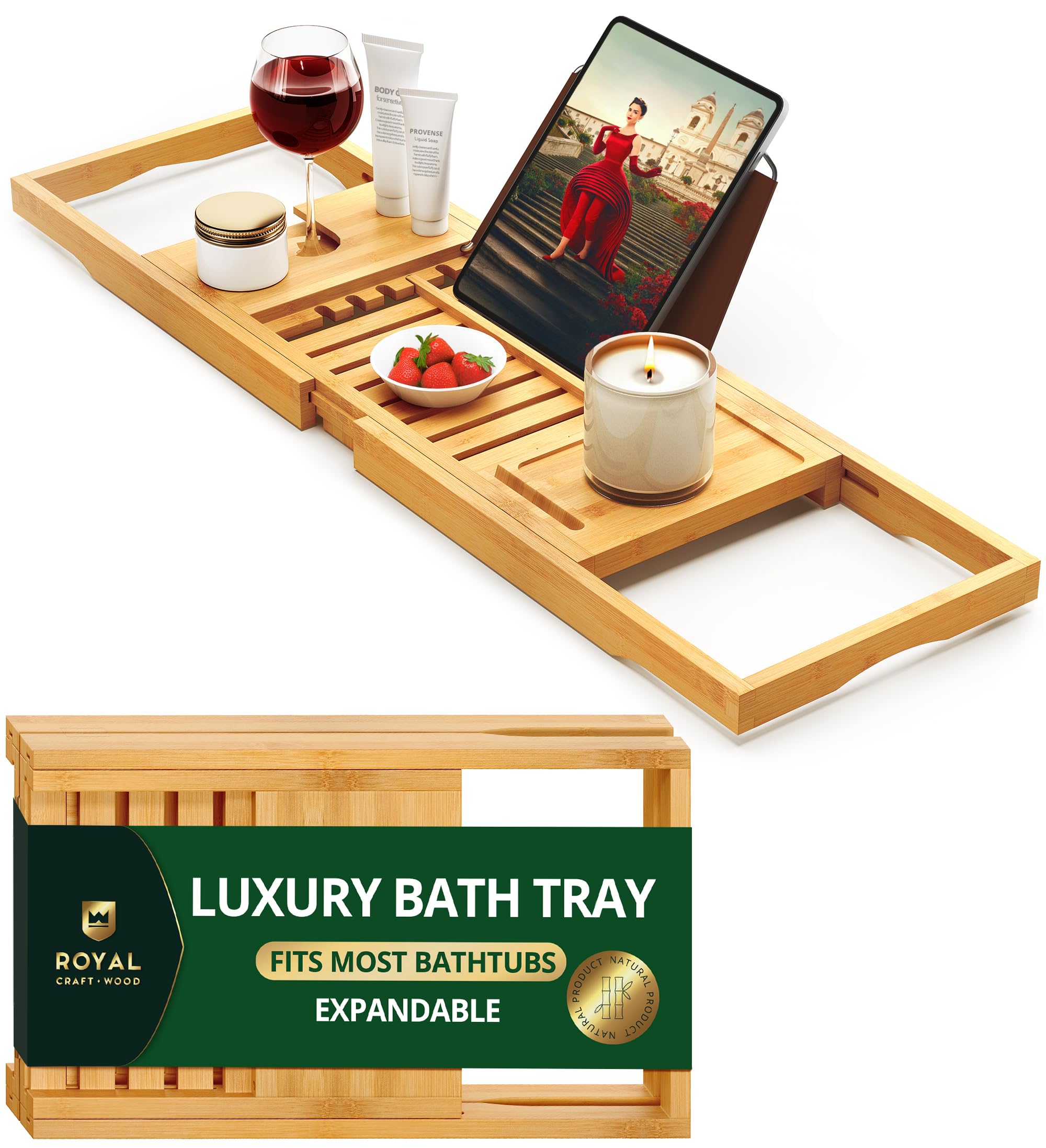 ROYAL CRAFT WOOD bandeja frontal mostrando accesorios organizada y elegante