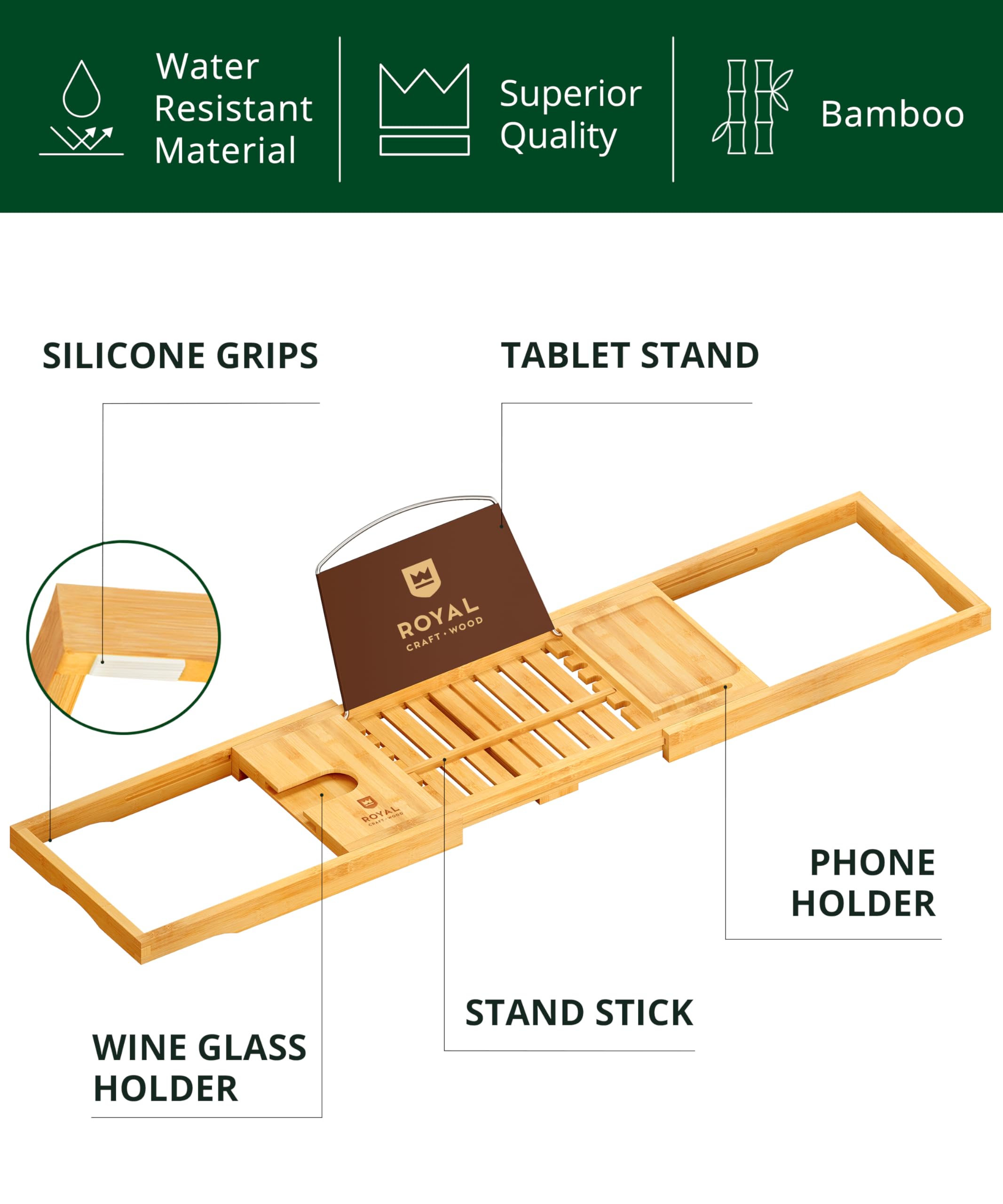 ROYAL CRAFT WOOD bandeja plegada ocupando poco espacio y fácil de guardar