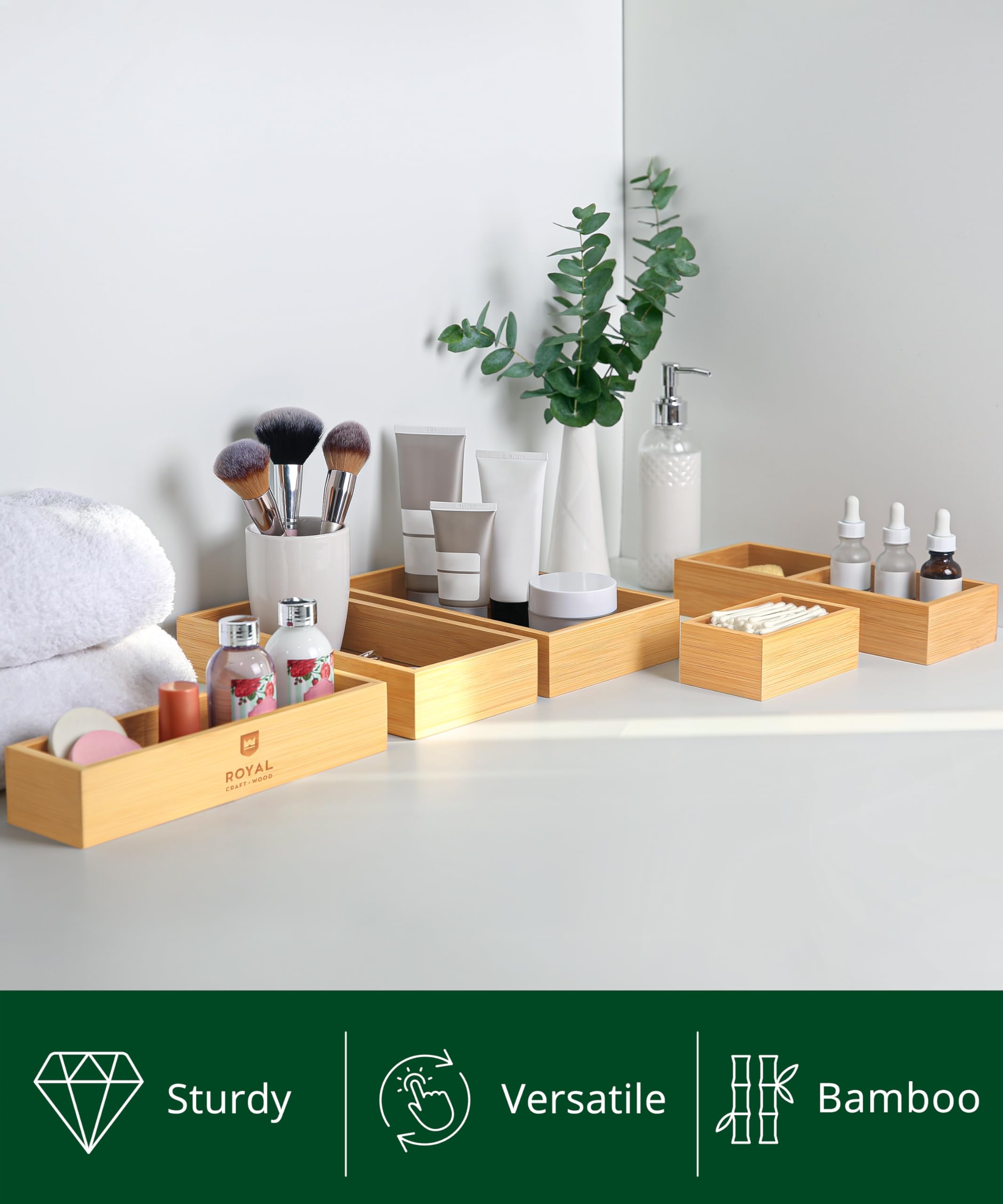ROYAL CRAFT WOOD bandeja en tocador organizando maquillaje eficientemente
