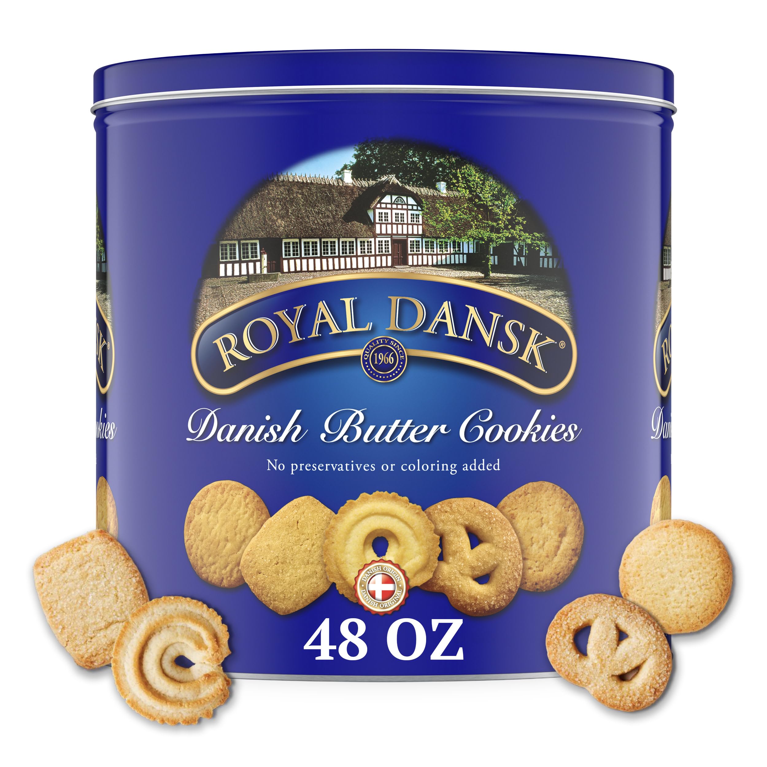 Royal Dansk lata frontal que muestra la presentación y facilidad para regalar